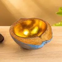 Чаша из кокоса, 22×19×10 см, сине-золотая