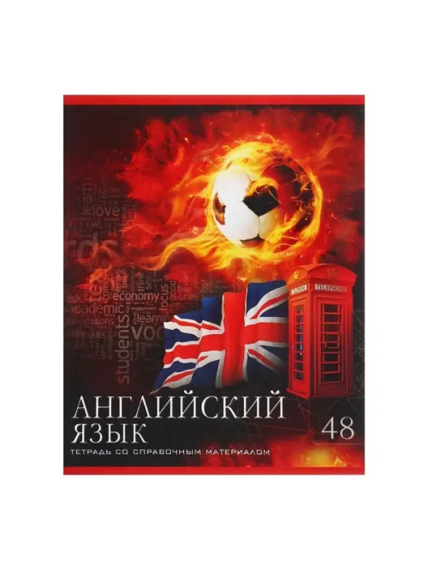 Предметная тетрадь по английскому языку Calligrata &laquo;Футбол&raquo;, 48 листов, в клетку, со справочным материалом, обложка из мелованного картона