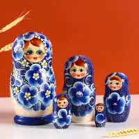 Матрёшка дерево «Марина», гжель, 5-кукольная, 19 см Матрёшка дерево «Марина», гжель, 5-кукольная, 19 см