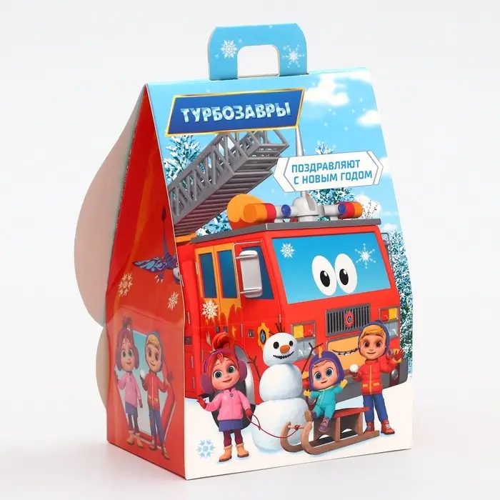 Подарочная новогодняя коробка «Турбозавры», Домик, 12×8.5×17.5 см