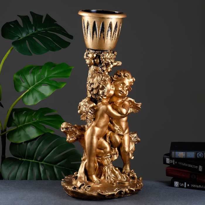 Фигурное кашпо Фигурное кашпо "Пара ангелов" бронза 1,2 л / 27х62х30см