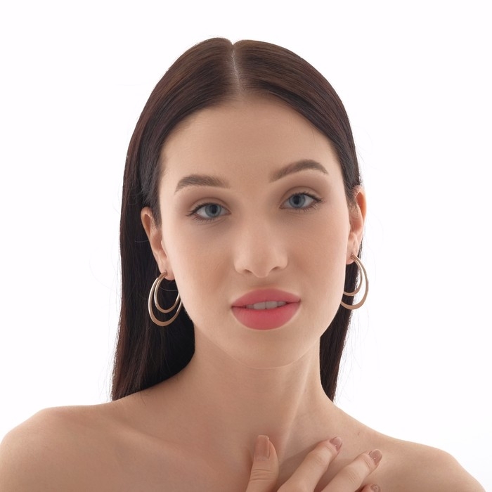 Серьги-кольца «Карма» двойной круг, цвет серебро, d=4 Серьги-кольца «Карма» двойной круг, цвет серебро, d=4