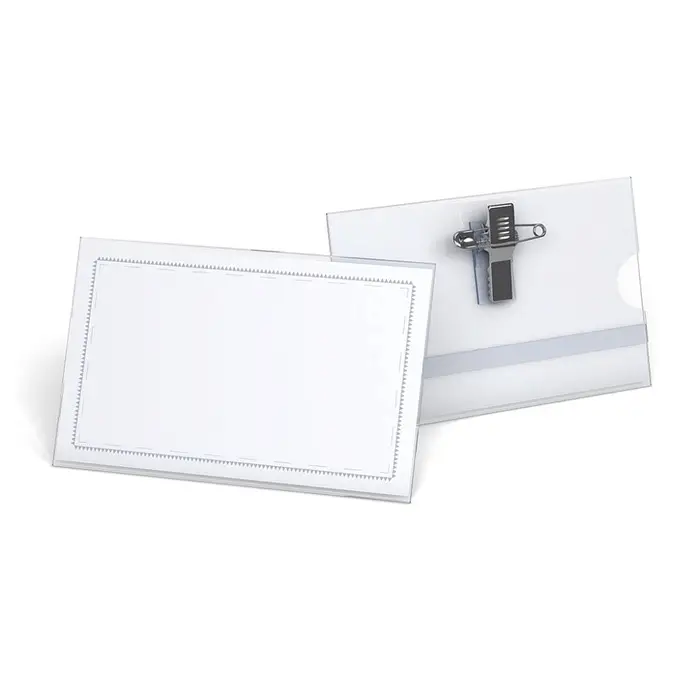 Бейдж горизонтальный 90×57 мм ErichKrause, пластик, с металлическим зажимом и булавкой