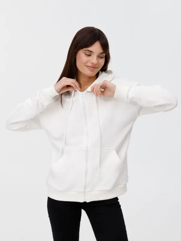 Толстовка унисекс оверсайз на молнии Zippy Terry, белая, размер XS/S Толстовка унисекс оверсайз на молнии Zippy Terry, белая, размер XS/S