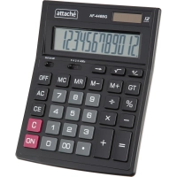 Калькулятор настольный ПОЛНОРАЗМ Attache AF-446BG,12р,дв.п,ч/сер,203x153x48