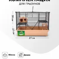 Клетка для грызунов &laquo;Пижон&raquo;, 38&times;27&times;27 см, складная, домик, миска, колесо, бежевая