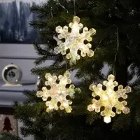 Гирлянда &laquo;Нить-грозди&raquo; 120 см, прозрачная нить, &laquo;Снежинки&raquo;, 30 LED, 4.5В, от батареек AAх3, свечение тёплое белое