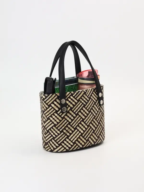 Сумка плетёная из пандана, 22&times;14&times;35 см, бежево-коричневая