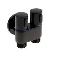 Кран двойной ZEIN engr, 1/2" &times; 1/2", два вентиля, кран-букса керамика, нерж. сталь, черный