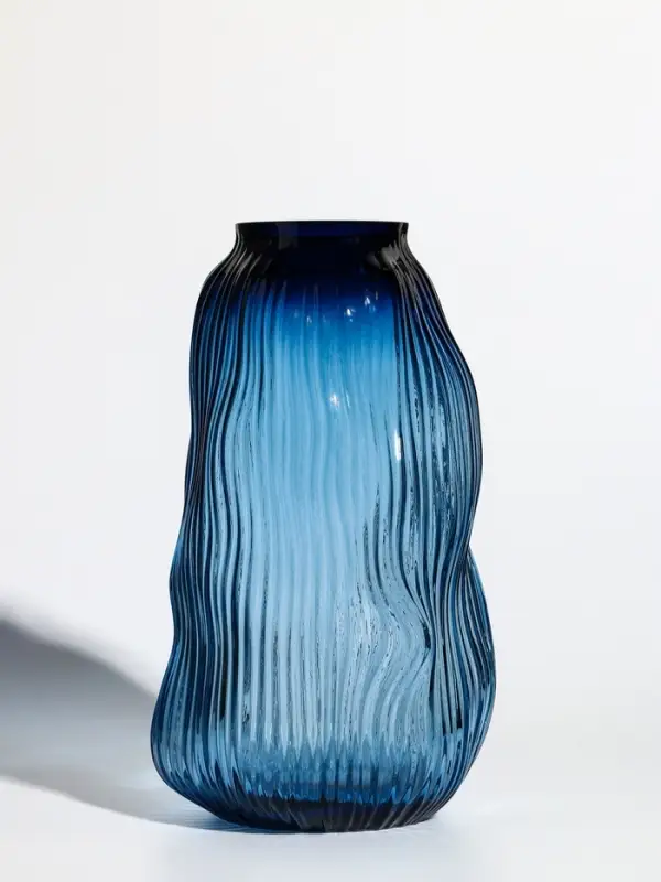 Ваза стекло настольная  Ваза стекло настольная "Ванесса" линии, 29,5х15 см, синий