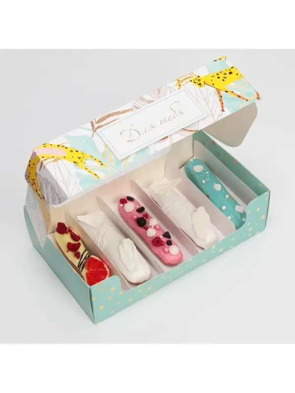 Коробка для эклеров, кондитерская упаковка, 5 вкладышей, &laquo;Для тебя&raquo;, 25.2&times;15&times;7 см