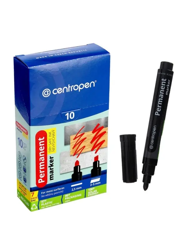 Маркер перманентный Centropen 8510, чёрный, узел 5.0 мм, линия 2.5 мм Маркер перманентный Centropen 8510, чёрный, узел 5.0 мм, линия 2.5 мм