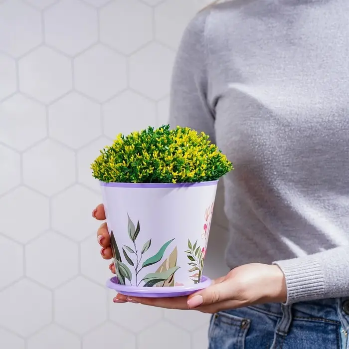 Горшок для цветов Доляна «Тропический лес», 800 мл, цвет лиловый Горшок для цветов Доляна «Тропический лес», 800 мл, цвет лиловый