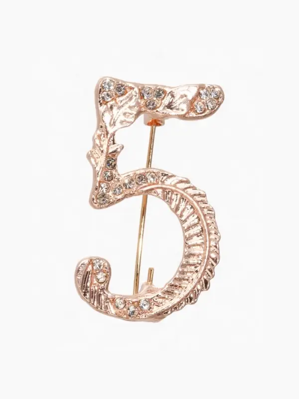 Брошь &laquo;Школа. Пятёрка&raquo;, белая в розовом золоте