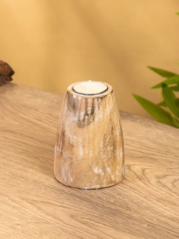 Подсвечник, d=4 см, 9&times;9&times;10 см, дерево джати, бежевый