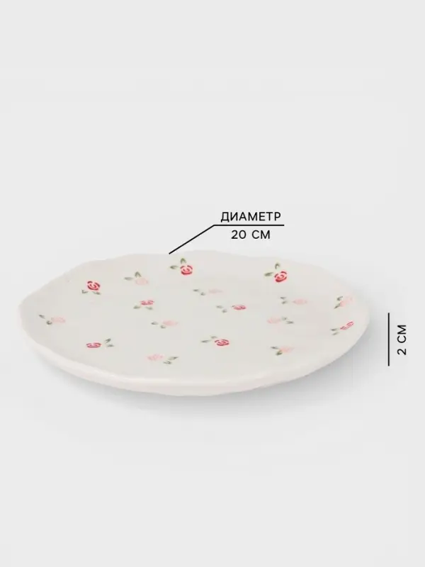 Тарелка &laquo;Уютный дом. Розы&raquo;, d=20 см, керамика, белая