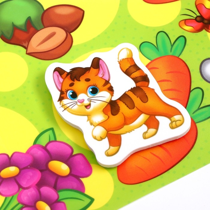 Игра на липучках «Кто что ест?» с мягкими деталями Игра на липучках «Кто что ест?» с мягкими деталями