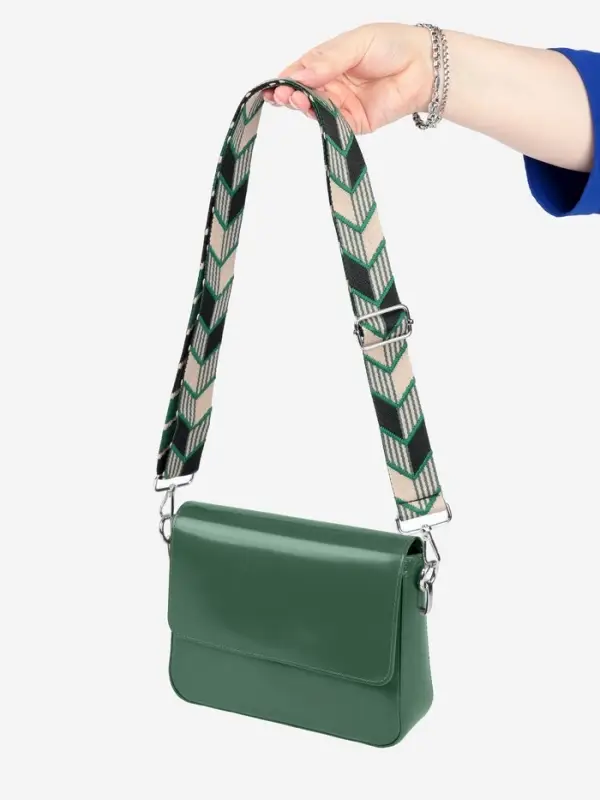 Ручка для сумки &laquo;Стрелки&raquo;, стропа, с карабинами, 139&plusmn;3&times;3.8 см, зелёная, чёрная