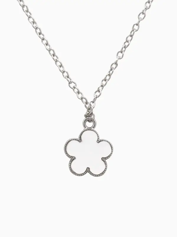 Набор 2 пред-та: серьги,кулон "Цветочки", цвет белый в серебре 44+удл.