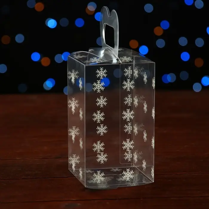 Коробка подарочная новогодняя складная ПВХ «Снежинки» 12×7×7 см Коробка подарочная новогодняя складная ПВХ «Снежинки» 12×7×7 см