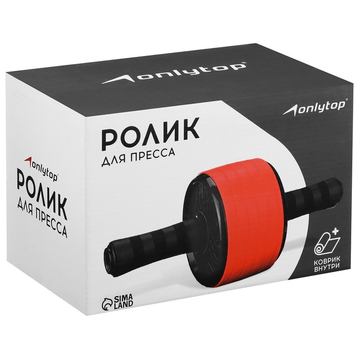 Ролик для пресса ONLYTOP, 34х13х13 см, с ковриком, цвет красный Ролик для пресса ONLYTOP, 34х13х13 см, с ковриком, цвет красный