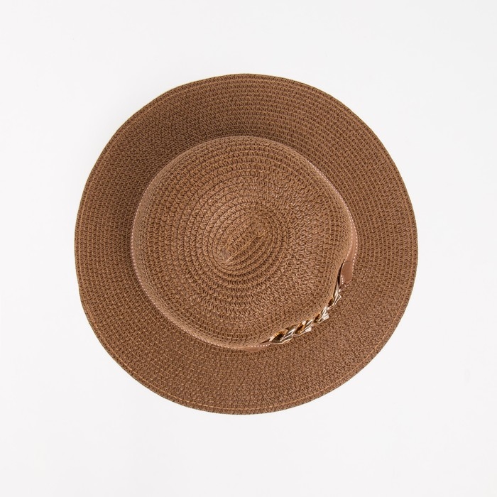 Шляпа женская с цепочкой MINAKU цвет коричневый, размер 56-58 Шляпа женская с цепочкой MINAKU цвет коричневый, размер 56-58