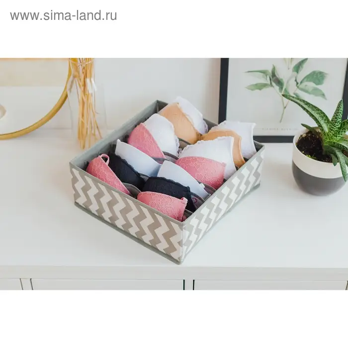 Органайзер для хранения белья «Зигзаг», 7 ячеек, 32×32×12 см, цвет серый Органайзер для хранения белья «Зигзаг», 7 ячеек, 32×32×12 см, цвет серый