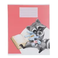 Комплект тетрадей из 10 штук, 18 листов в клетку Calligrata "Еноты", обложка мелованный картон, ВД-лак, блок офсет, 5 видов по 2 штуки