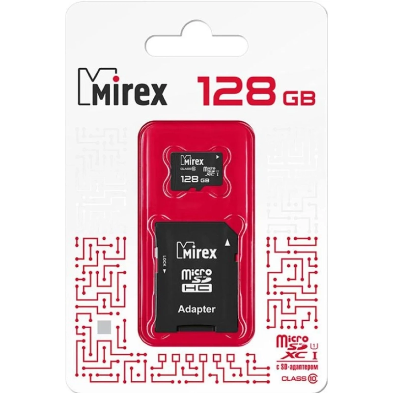 Карта памяти Mirex microSDХC с адап 128Gb/UHS-I/U1/class 10(13613-AD10S128)