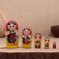 Матрёшка деревянная &laquo;Лада&raquo;, красный платок, 5 кукольная, 12 см