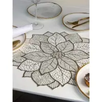 Салфетка сервировочная на стол Доляна &laquo;Цветок&raquo;, d=38 см, золотая