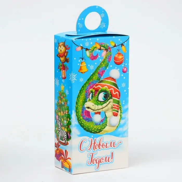 Подарочная коробка Новогодняя Сюрприз «Змейки Символ года» с анимацией 11×6×21 см