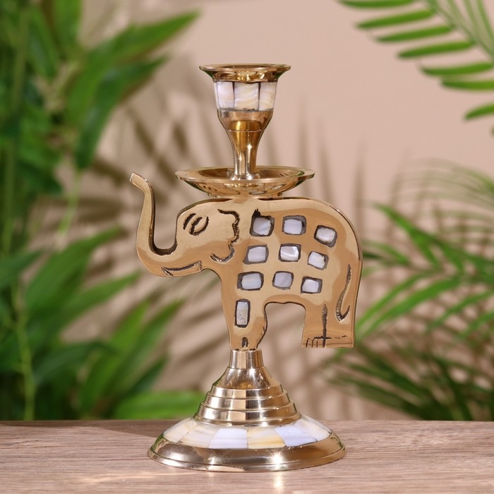 Подсвечник  Подсвечник "Слон" латунь, перламутр 9х9х15 см