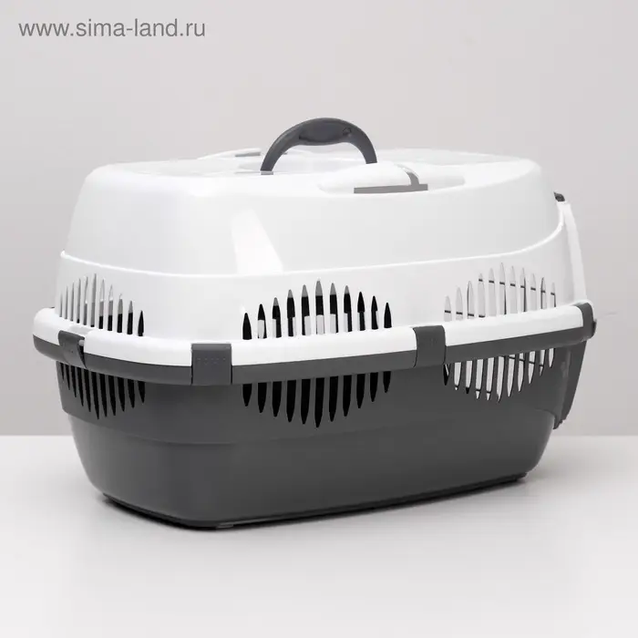 Переноска для животных до 12 кг &laquo;Пижон&raquo;, 49&times;33&times;32 см, металлическая дверь, пластик, белая, серая