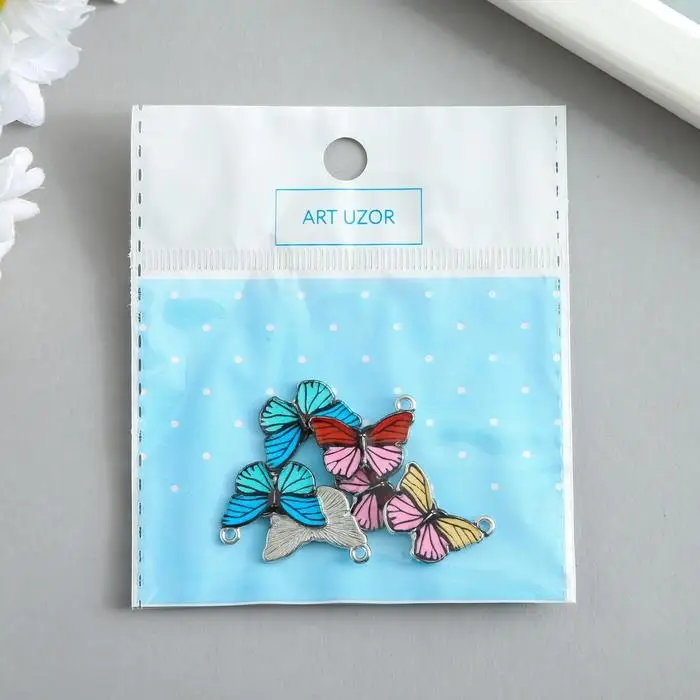 Декор для творчества металл Декор для творчества металл "Яркая бабочка" эмаль МИКС 1,4х1,9 см
