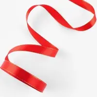 Лента атласная, с золотым люрексом, 15 мм, 23&plusmn;1 м, красная №026