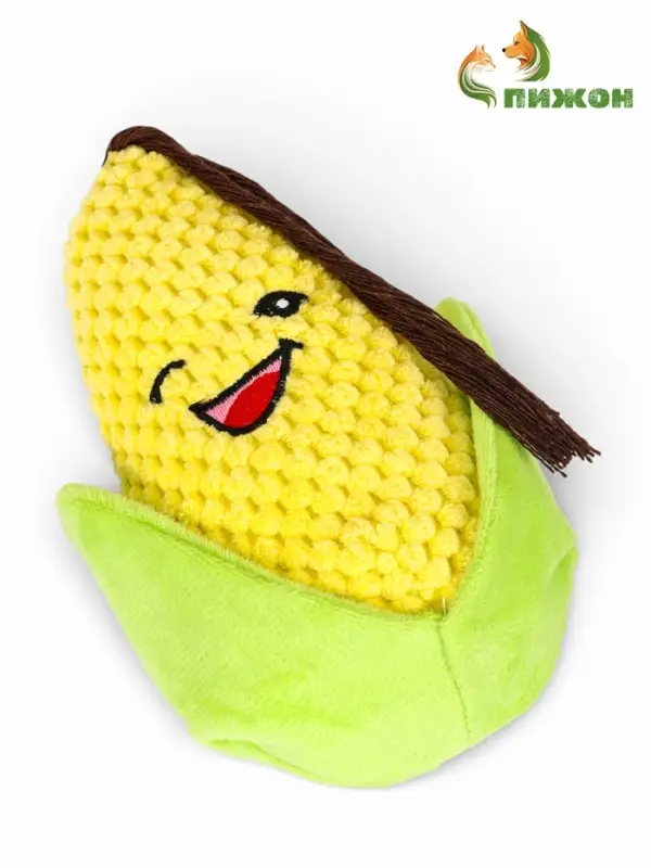 Мягкая игрушка для собак &laquo;Кукуруза&raquo;, 18 см, с пищалкой, жёлтая