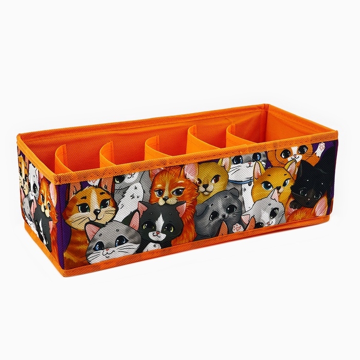 Органайзер для хранения, кофр для белья 6 ячеек Органайзер для хранения, кофр для белья 6 ячеек "Котята",32 х 15 х 10 см