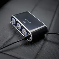 Прикуриватель-разветвитель 3 гнезда 5А + USB 1A, с выключателями нагрузки