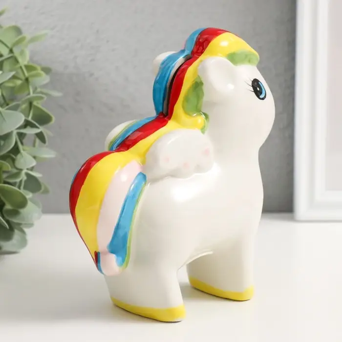 Копилка для денег &laquo;Лошадка с крыльями и яркой гривой&raquo;, керамика, 13&times;6.5&times;16 см