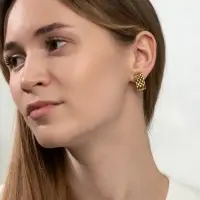 Серьги клипсы для ушей QF &laquo;Плетение&raquo;, цвет чернёное золото