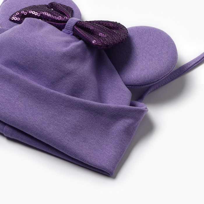 Шапка детская Мышка, цвет сиреневый, размер 46-50 Шапка детская Мышка, цвет сиреневый, размер 46-50