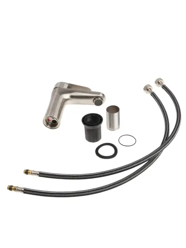 Смеситель для раковины ZEIN ZS-2, картридж 35 мм, нержавеющая сталь, сатин