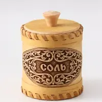 Туес &laquo;Соль&raquo;, узор, 9&times;9&times;9.5 см, банка для хранения, береста