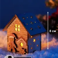 Ёлочная игрушка &laquo;Пряник&raquo; 8&times;7 см, подвеска, от батареек AG10&times;3, свечение тёплое белое