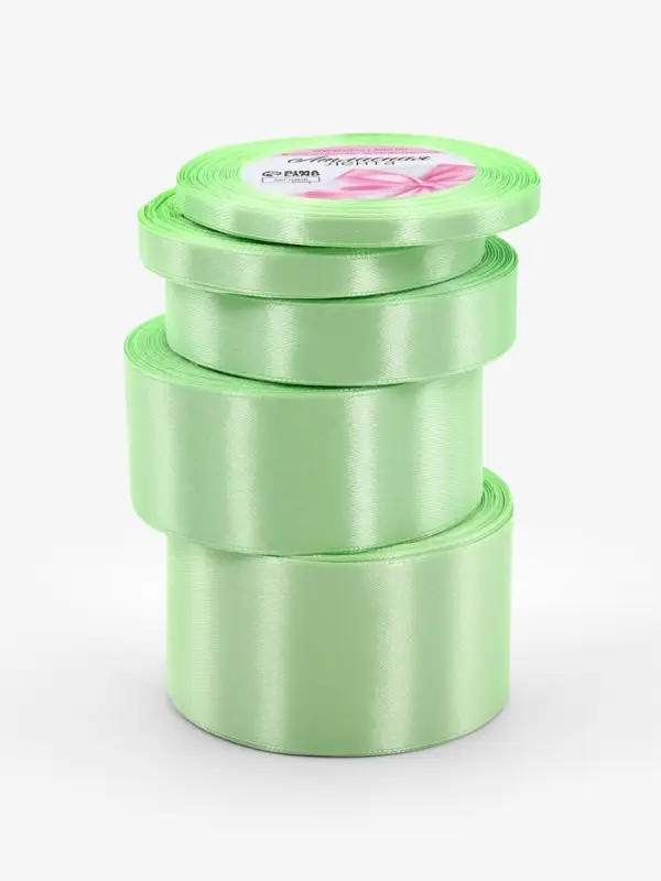 Атласная лента, набор 5 шт., 6/10/20/40/50 мм, 23&plusmn;1 м, нежно-зелёная №181