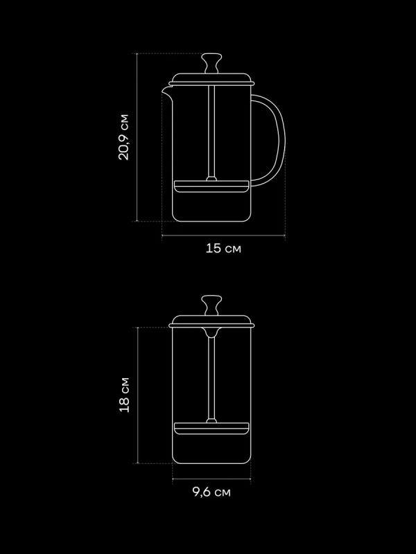 Френч-пресс Заварочный чайник Graphit-1000FP, 1 литр