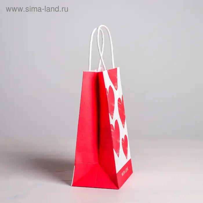 Пакет подарочный крафт, упаковка, With LOVE, 12 х 21 х 9 см Пакет подарочный крафт, упаковка, With LOVE, 12 х 21 х 9 см