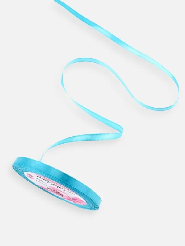 Лента атласная, 6 мм, 23±1 м, голубая №47 Лента атласная, 6 мм, 23±1 м, голубая №47