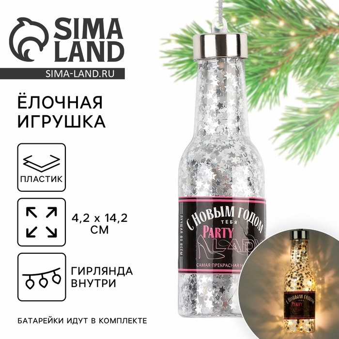 Елочная игрушка новогодняя с гирляндой «Новый год: С новым годом», 14,2 х 4,2 см Елочная игрушка новогодняя с гирляндой «Новый год: С новым годом», 14,2 х 4,2 см